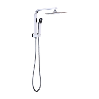 WELS 8" Rain Shower Head Set Square Dual Heads Faucet High Pressure Hand Held