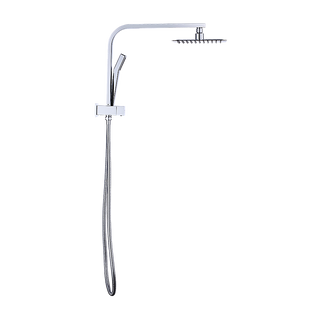 WELS 8" Rain Shower Head Set Square Dual Heads Faucet High Pressure Hand Held