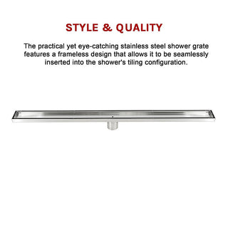 900mm Tile Insert Bathroom Shower Stainless Steel Grate Drain w/Centre outlet Floor Waste