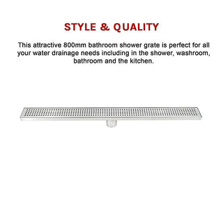 800mm Bathroom Shower Stainless Steel Grate Drain w/Centre outlet Floor Waste