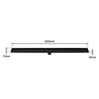 1000mm Tile Insert Bathroom Shower Black Grate Drain w/Centre outlet Floor Waste