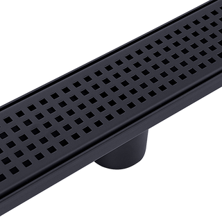 800mm Bathroom Shower Black Grate Drain w/Centre outlet Floor Waste