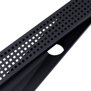 1000mm Bathroom Shower Black Grate Drain w/Centre outlet Floor Waste Square Pattern