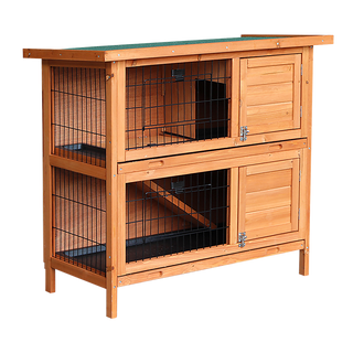 Large Rabbit Hutch with BASE Chicken Coop 2 Storey Guinea Pig Pet Cage House