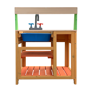 Childrens Outdoor Play Mud Kitchen Sand Pit with Display Shelf