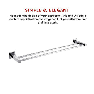 Double Classic Chrome Towel Bar Rail Bathroom