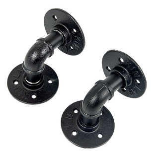 Industrial Black Iron Pipe Bracket Wall Mounted Floating Shelf - Set of 2