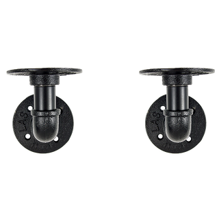 Industrial Black Iron Pipe Bracket Wall Mounted Floating Shelf - Set of 2