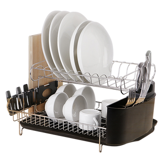 Dish Drying Rack Drainer Cup Plate Holder Cutlery Tray Kitchen Organiser