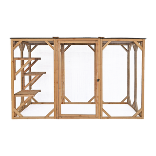 180cm Large Cat Enclosure Wooden Outdoor Cage with 3 Platforms