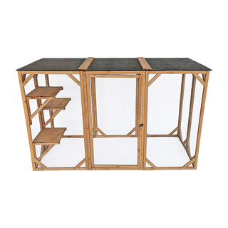 180cm Large Cat Enclosure Wooden Outdoor Cage with 3 Platforms
