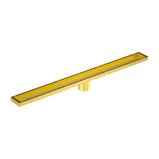 900mm Tile Insert Bathroom Shower Brushed Brass Grate Drain w/ Centre outlet Floor Waste