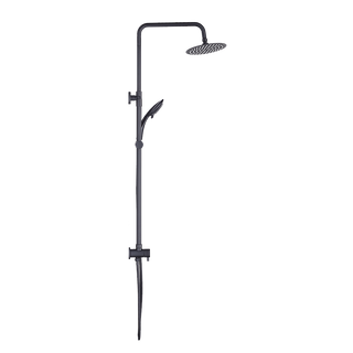 WELS 8" Rain Shower Head Set Rounded Dual Heads Faucet High Pressure Hand Held