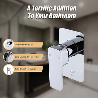 Single Square Shower Bath Mixer Tap Bathroom WATERMARK Approved in Chrome
