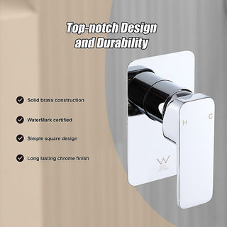 Single Square Shower Bath Mixer Tap Bathroom WATERMARK Approved in Chrome