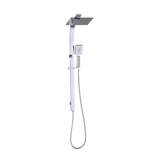 WELS 10" Rain Shower Head Set Square Dual Heads High Pressure with Handheld in Chrome