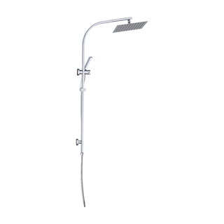 WELS 10" Rain Shower Head Set Square Dual Heads High Pressure with Handheld in Chrome
