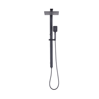 WELS 10" Rain Shower Head Set Square Dual Heads High Pressure with Handheld in Black