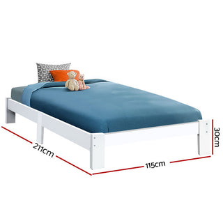 Artiss Bed Frame King Single Size Wooden White JADE